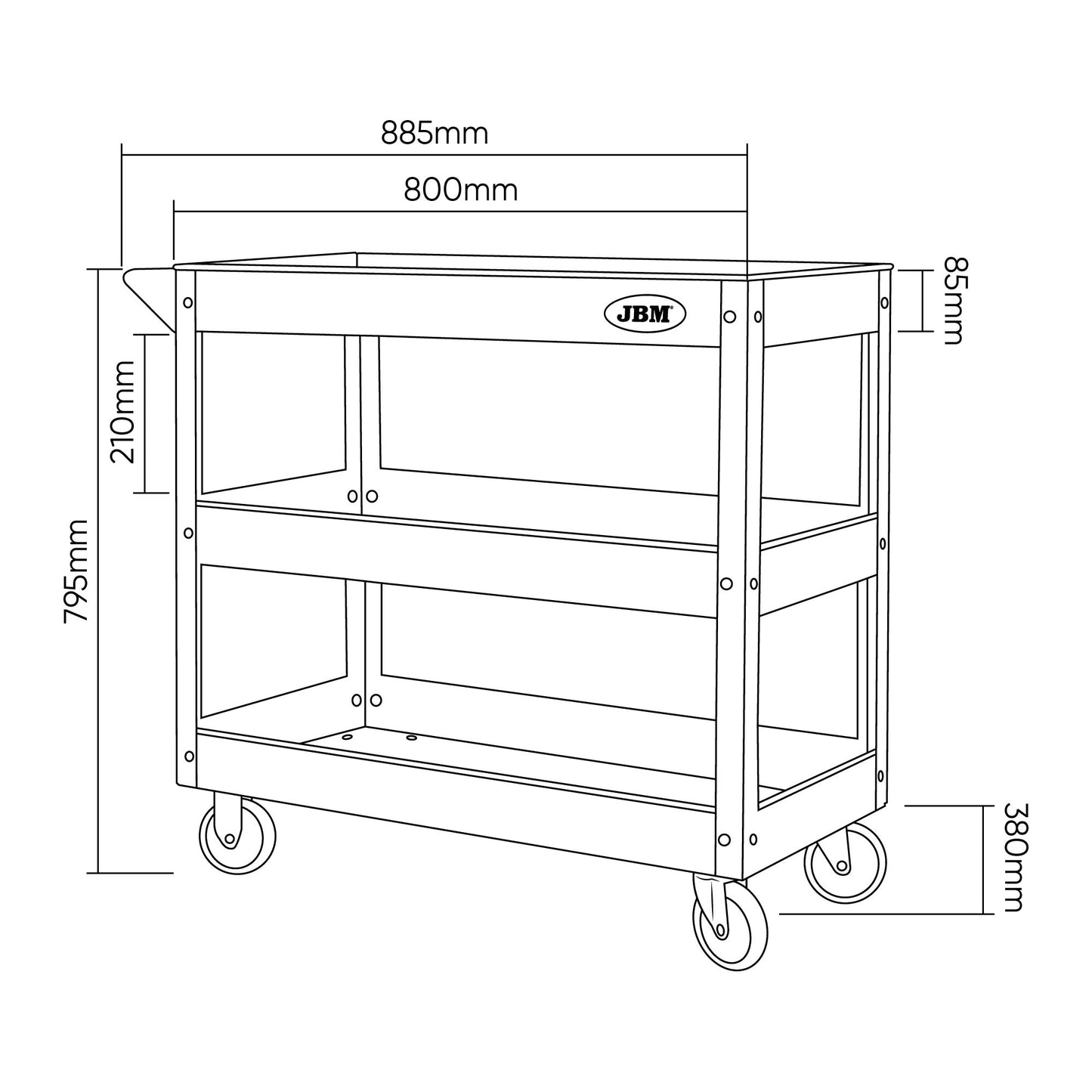 CARRITO DE SERVICIO CON 3 ESTANTES | JBM 51576
