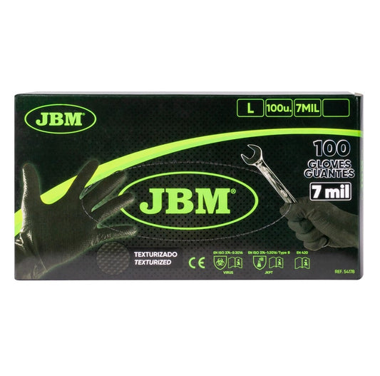 LUVAS DE NITRILO PROFISSIONAIS PRETAS 7.0 MIL - 100 UNIDADES | L | JBM 54178