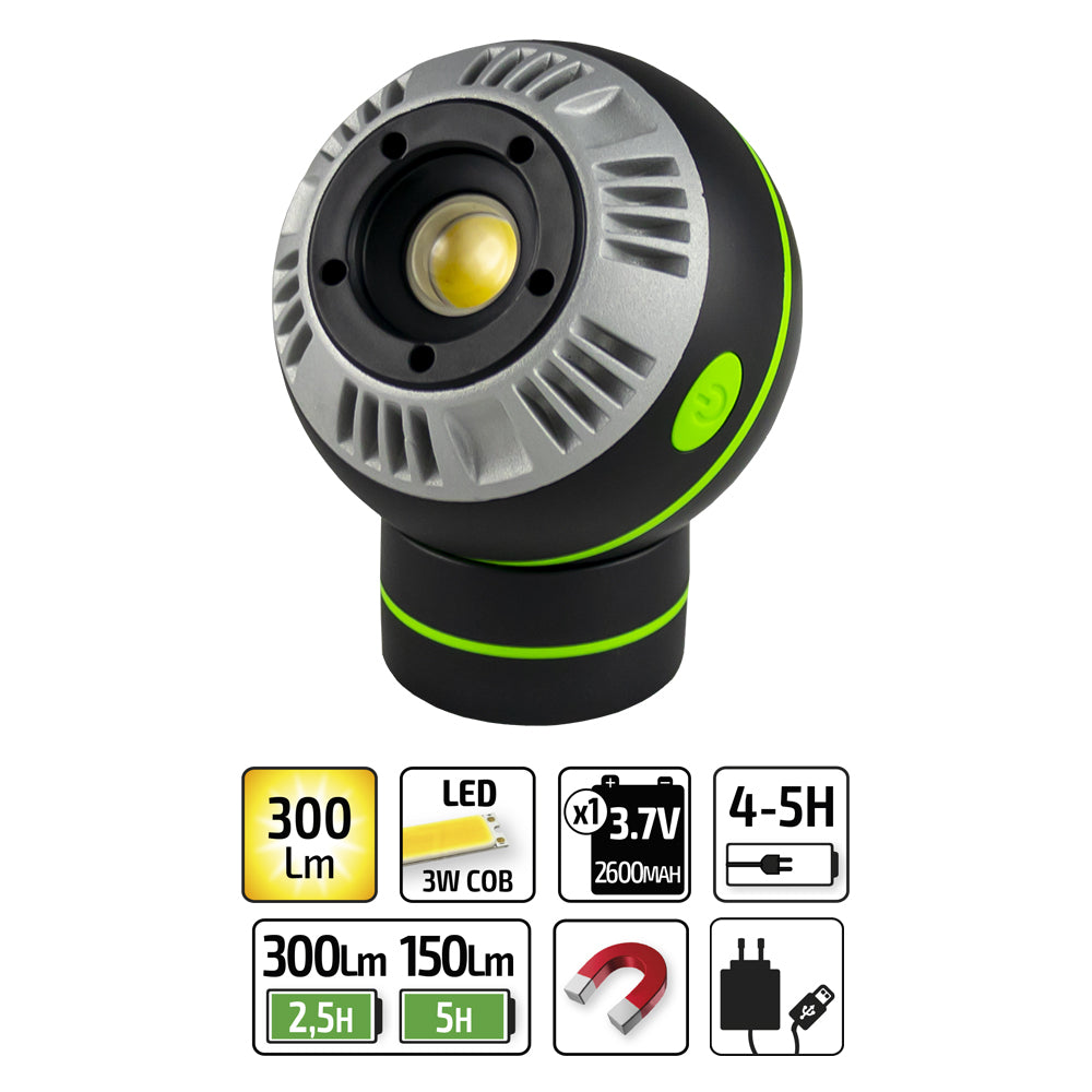 LANTERNA DE TRABALHO ESFÉRICA IMANTADA JBM 53528