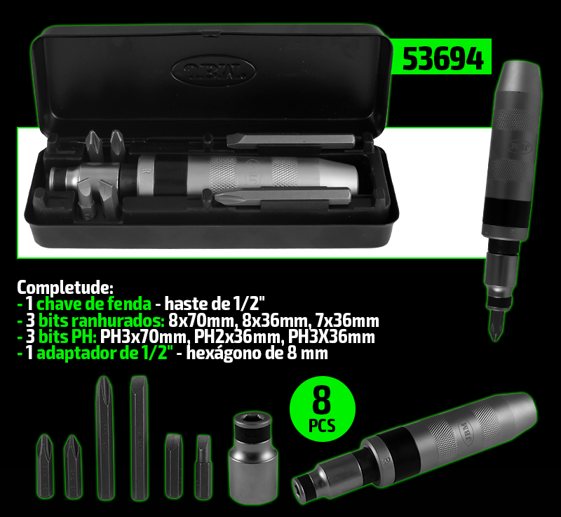 KIT CHAVE DE IMPACTO DE 1/2" | JBM 53694