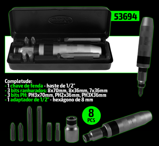 KIT CHAVE DE IMPACTO DE 1/2" | JBM 53694