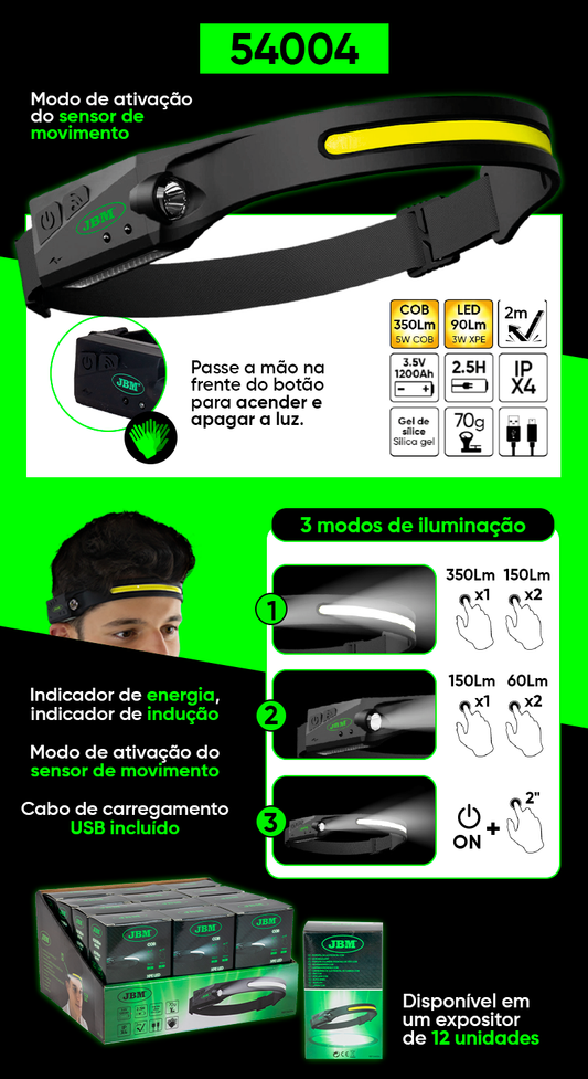 LANTERNA DE INSPEÇÃO LED COB RECARREGÁVEL | JBM 54004