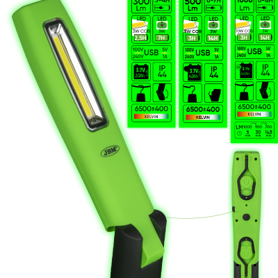 Lanterna de Inspeção LED Recarregável 500LM: Magnética e Articulada JBM (Ref. 54123)