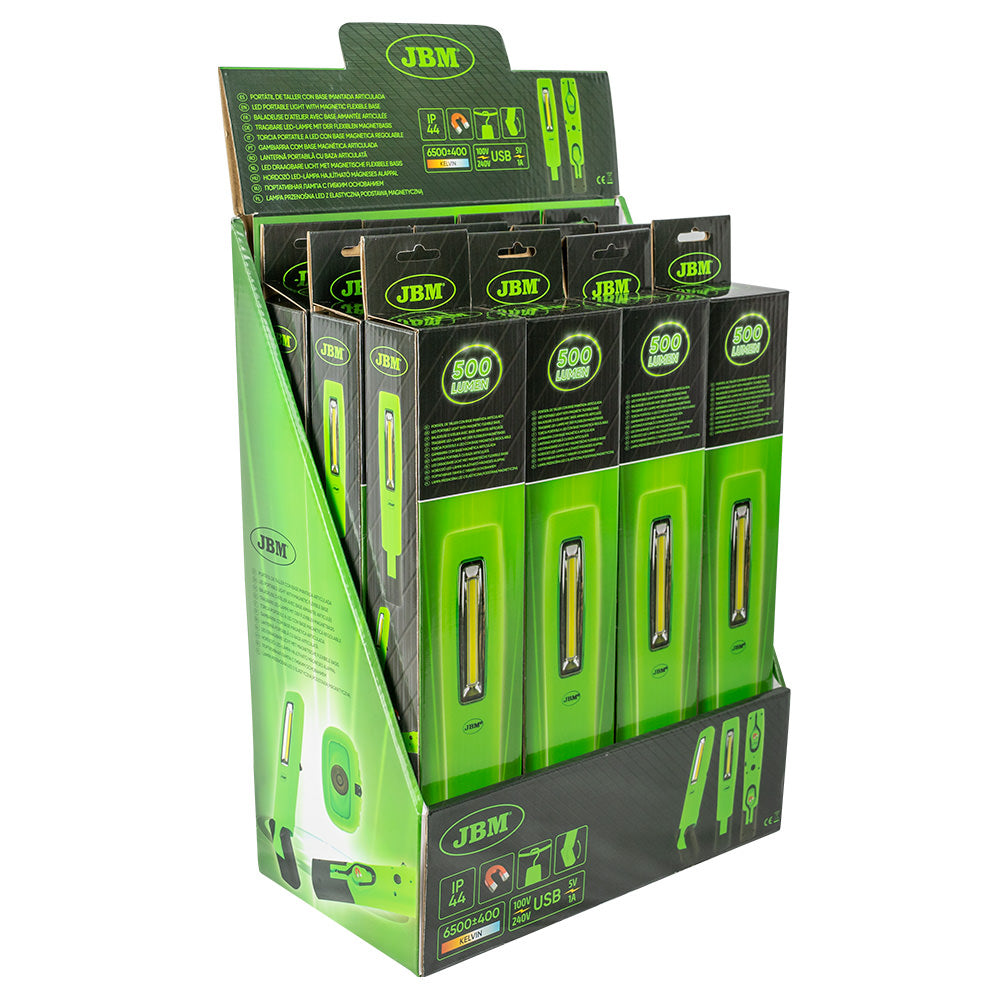 Lanterna de Inspeção LED Recarregável 500LM: Magnética e Articulada JBM (Ref. 54123)