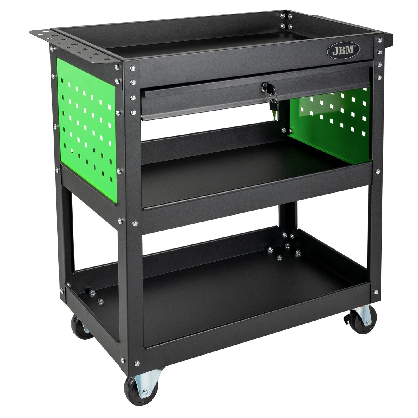 🛒 CARRINHO DE SERVIÇO COM GAVETA E 3 PRATELEIRAS | JBM 54499