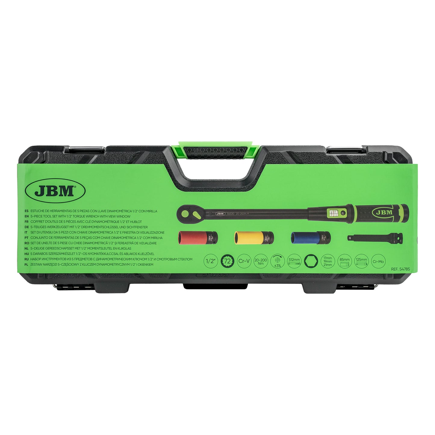 JOGO DE 5 PEÇAS: CHAVE DINAMOMÉTRICA E VISOR DE ÂNGULO DIGITAL | JBM 54785