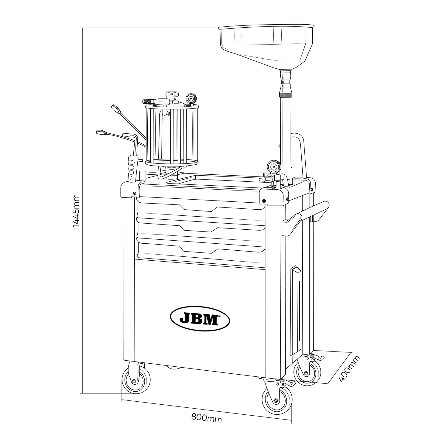 CARRINHO RECOLHEDOR E ASPIRADOR DE ÓLEO 90L | JBM 55049