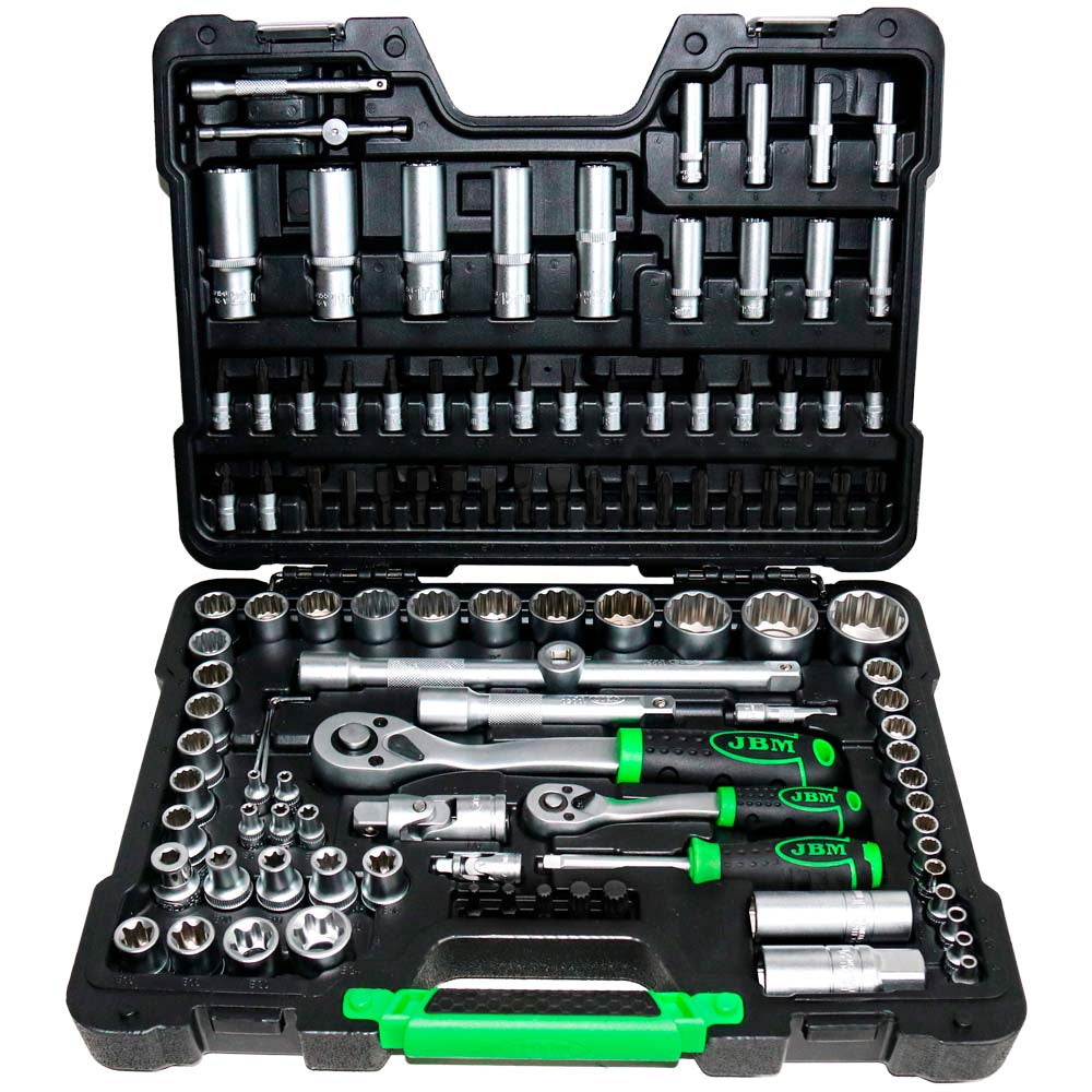 Mala de Ferramentas 108 Peças JBM - Soquetes XZN Zincadas 1/4" e 1/2" (Ref. 54036)