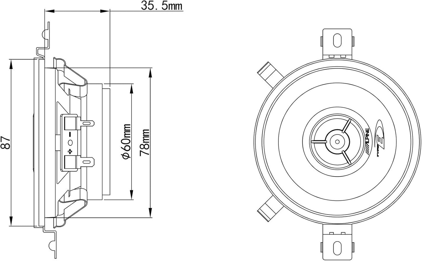 JOGO DE COLUNAS COAXIAIS 2 VIAS ALPINE SXE-0825S